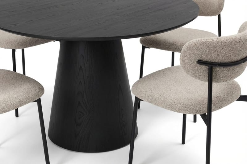 Siena spisegruppe rund 110 cm svart med 4 Lucy spisestoler - Svart - Møbler - Bord - Spisegruppe