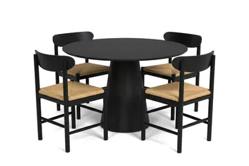 Siena spisegruppe rund 110 cm svart med 4 Malte spisestoler - Møbler - Bord - Spisegruppe