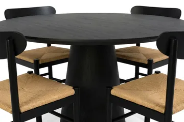 Siena spisegruppe rund 110 cm svart med 4 Malte spisestoler - Møbler - Bord - Spisegruppe