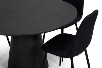 Siena spisegruppe rund 110 cm svart med 4 Nibe spisestoler - Svart - Møbler - Bord - Spisegruppe