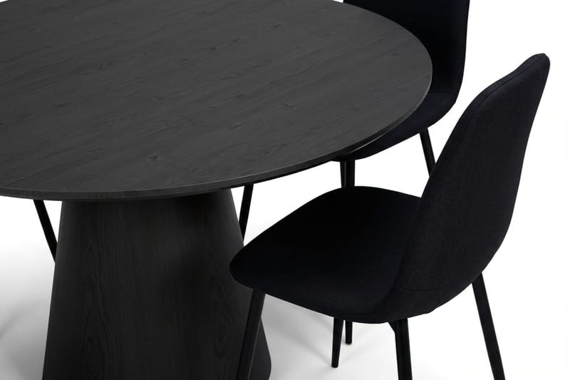 Siena spisegruppe rund 110 cm svart med 4 Nibe spisestoler - Svart - Møbler - Bord - Spisegruppe