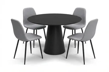 Siena spisegruppe rund 110 cm svart med 4 Nibe spisestoler - Svart - Møbler - Bord - Spisegruppe