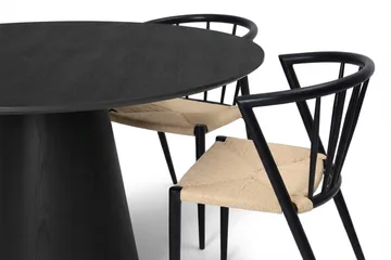 Siena spisegruppe rund 110 cm svart med 4 Winston spisestoler - Svart - Møbler - Bord - Spisegruppe