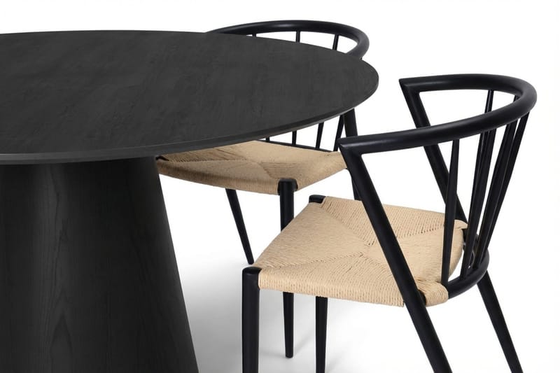 Siena spisegruppe rund 110 cm svart med 4 Winston spisestoler - Svart - Møbler - Bord - Spisegruppe