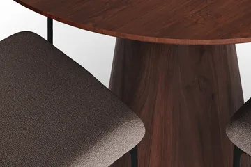 Siena spisegruppe rund 110 cm valnøtt med 4 Elsie spisestoler - Valnøtt/Grå - Møbler - Bord - Spisegruppe