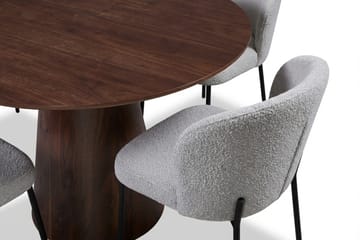 Siena spisegruppe rund 110 cm valnøtt med 4 Elsie spisestoler - Valnøtt/Lysegrå - Møbler - Bord - Spisegruppe