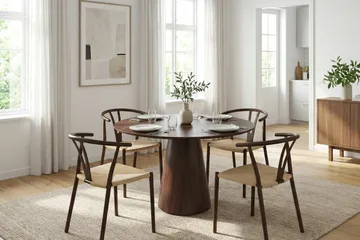 Siena spisegruppe rund 110 cm valnøtt med 4 Elysia spisestoler - Valnøtt - Møbler - Bord - Spisegruppe