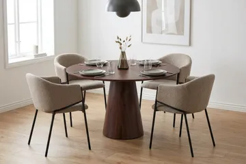 Siena spisegruppe rund 110 cm valnøtt med 4 Filip spisestoler - Valnøtt - Møbler - Bord - Spisegruppe
