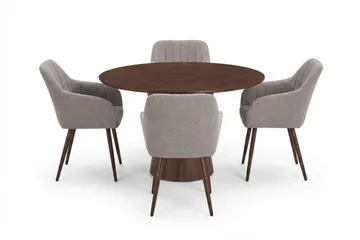 Siena spisegruppe rund 110 cm valnøtt med 4 Filippa spisestoler - Valnøtt - Møbler - Bord - Spisegruppe