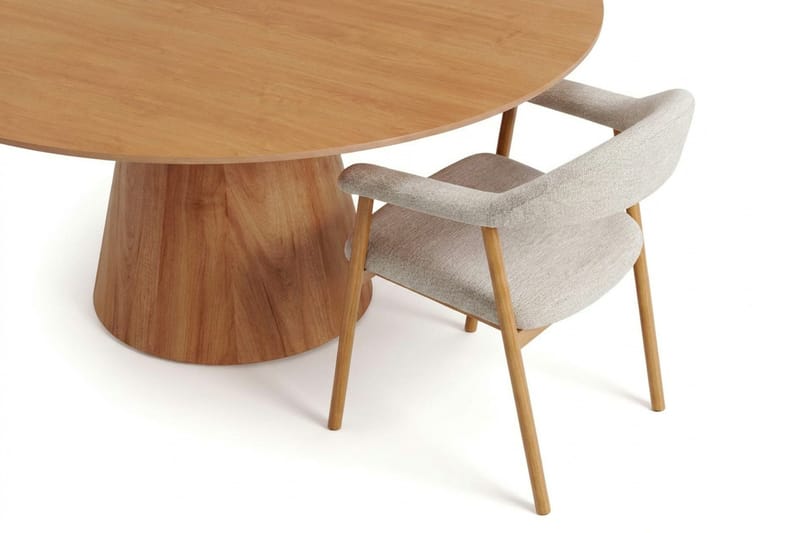 Siena spisegruppe rund 130 cm eik med 4 Ronja spisestoler - Sand/eik - Møbler - Bord - Spisegruppe