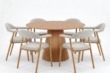 Siena spisegruppe rund 130 cm eik med 4 Ronja spisestoler - Sand/eik - Møbler - Bord - Spisegruppe