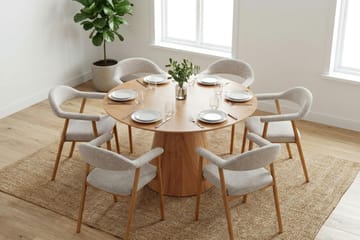 Siena spisegruppe rund 130 cm eik med 4 Ronja spisestoler - Sand/eik - Møbler - Bord - Spisegruppe