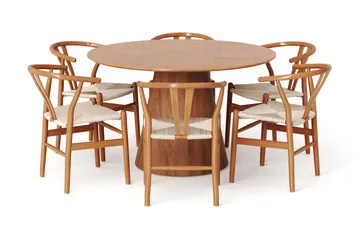 Siena spisegruppe rund 130 cm eik med 6 Dastoori spisestoler - Eik - Møbler - Bord - Spisegruppe