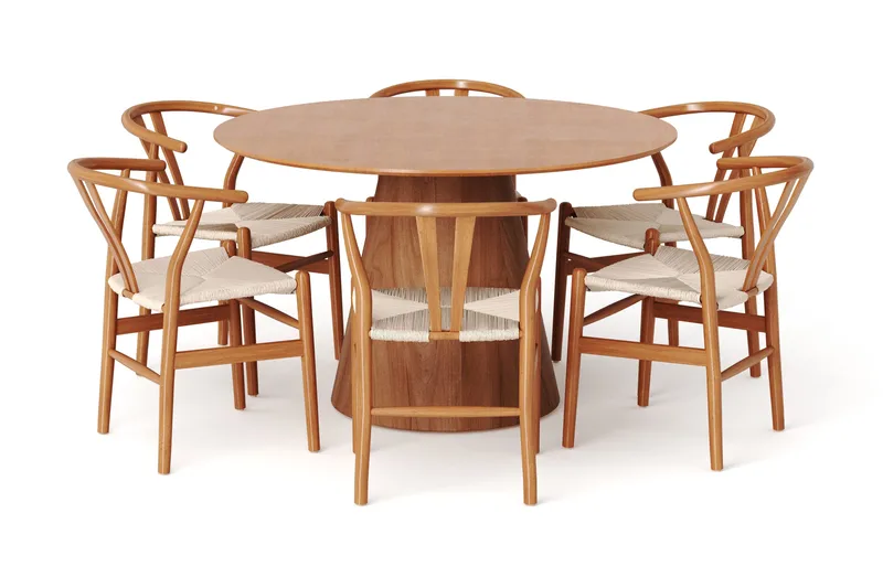 Siena spisegruppe rund 130 cm eik med 6 Dastoori spisestoler - Eik - Møbler - Bord - Spisegruppe