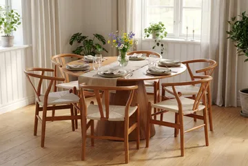 Siena spisegruppe rund 130 cm eik med 6 Dastoori spisestoler - Eik - Møbler - Bord - Spisegruppe