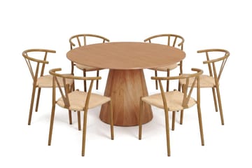 Siena spisegruppe rund 130 cm eik med 6 Elysia spisestoler - Eik - Møbler - Bord - Spisegruppe