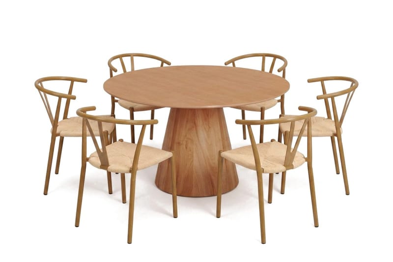 Siena spisegruppe rund 130 cm eik med 6 Elysia spisestoler - Eik - Møbler - Bord - Spisegruppe