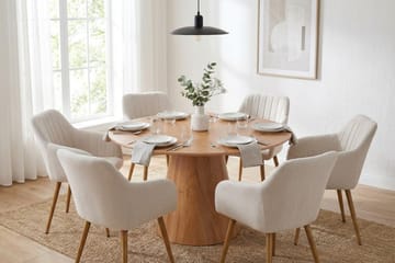 Siena spisegruppe rund 130 cm eik med 6 Filippa spisestoler - Eik - Møbler - Bord - Spisegruppe