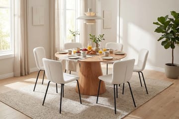 Siena spisegruppe rund 130 cm eik med 6 Katy spisestoler - Eik - Møbler - Bord - Spisegruppe
