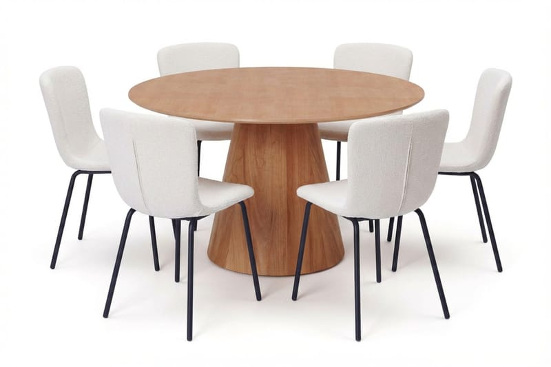 Siena spisegruppe rund 130 cm eik med 6 Katy spisestoler, Eik