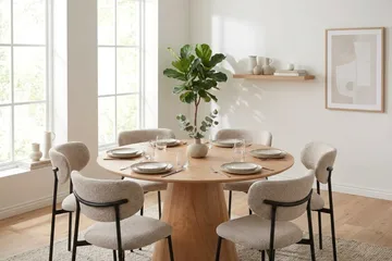 Siena spisegruppe rund 130 cm eik med 6 Lucy spisestoler - Eik - Møbler - Bord - Spisegruppe