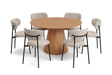 Siena spisegruppe rund 130 cm eik med 6 Lucy spisestoler - Eik - Møbler - Bord - Spisegruppe