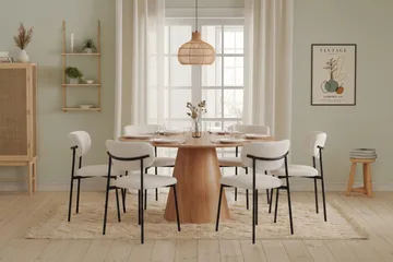 Siena spisegruppe rund 130 cm eik med 6 Lucy spisestoler - Eik - Møbler - Bord - Spisegruppe