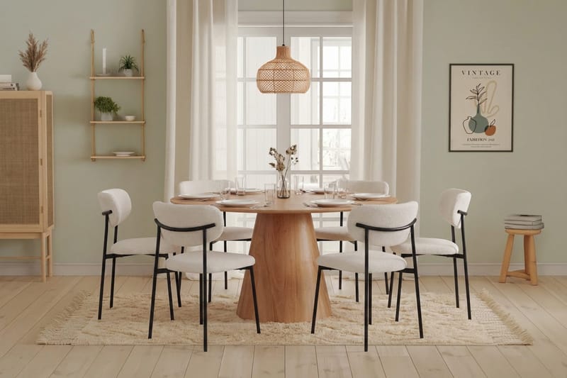 Siena spisegruppe rund 130 cm eik med 6 Lucy spisestoler - Eik - Møbler - Bord - Spisegruppe