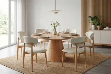 Siena spisegruppe rund 130 cm eik med 6 Molly spisestoler - Eik - Møbler - Bord - Spisegruppe