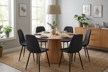 Siena spisegruppe rund 130 cm eik med 6 Nibe spisestoler - Eik - Møbler - Bord - Spisegruppe