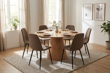 Siena spisegruppe rund 130 cm eik med 6 Nibe spisestoler - Eik - Møbler - Bord - Spisegruppe