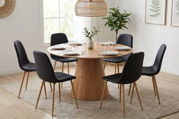 Siena spisegruppe rund 130 cm eik med 6 Nibe spisestoler - Eik - Møbler - Bord - Spisegruppe