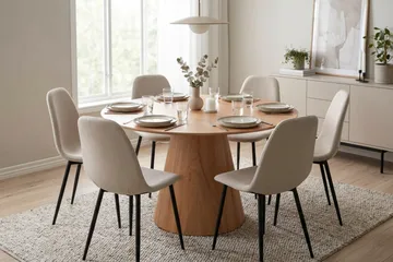 Siena spisegruppe rund 130 cm eik med 6 Nibe spisestoler - Eik - Møbler - Bord - Spisegruppe