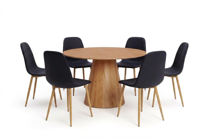 Siena spisegruppe rund 130 cm eik med 6 Nibe spisestoler, Eik