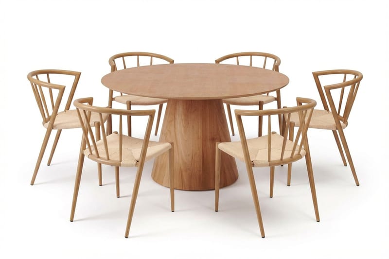 Siena spisegruppe rund 130 cm eik med 6 Winston spisestoler, Eik