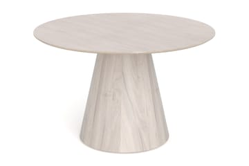 Siena spisegruppe rund 130 cm hvitlasert med 6 Build spisestoler - Hvitlasert/natur/krom - Møbler - Bord - Spisegruppe