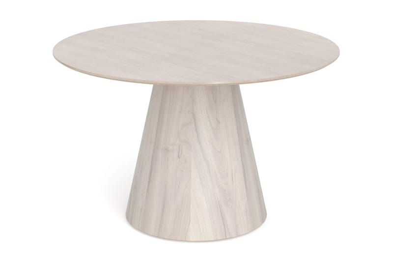 Siena spisegruppe rund 130 cm hvitlasert med 6 Build spisestoler - Hvitlasert/natur/krom - Møbler - Bord - Spisegruppe