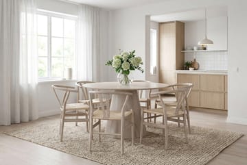Siena spisegruppe rund 130 cm hvitlasert med 6 Dastoori spisestoler - Hvitlasert - Møbler - Bord - Spisegruppe