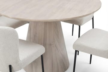Siena spisegruppe rund 130 cm hvitlasert med 6 Elsie spisestoler - Hvitbeiset eik - Møbler - Bord - Spisegruppe