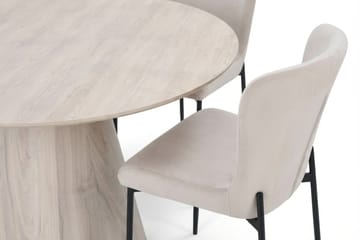Siena spisegruppe rund 130 cm hvitlasert med 6 Elsie spisestoler - Hvitlasert/beige - Møbler - Bord - Spisegruppe