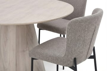 Siena spisegruppe rund 130 cm hvitlasert med 6 Elsie spisestoler - Hvitlasert/lysegrå - Møbler - Bord - Spisegruppe