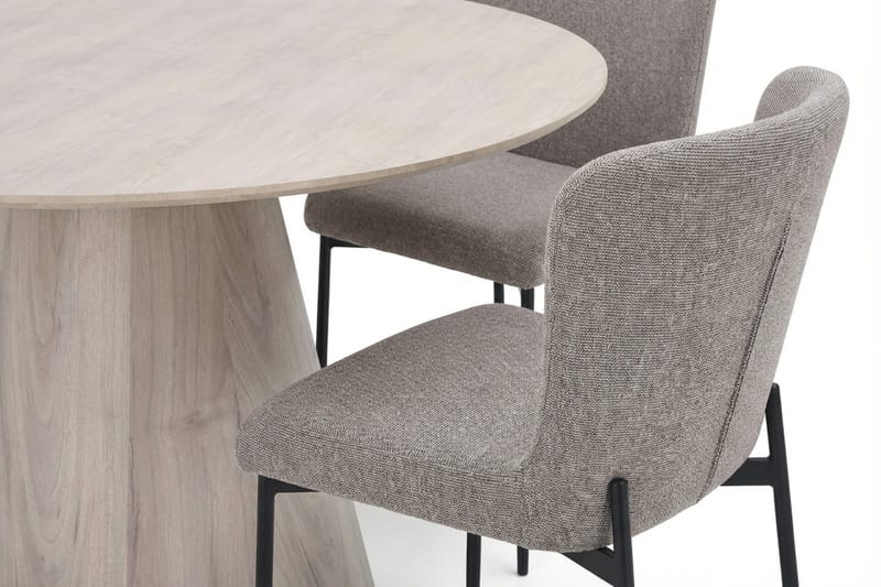 Siena spisegruppe rund 130 cm hvitlasert med 6 Elsie spisestoler - Hvitlasert/lysegrå - Møbler - Bord - Spisegruppe