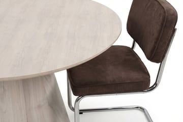 Siena spisegruppe rund 130 cm hvitlasert med 6 Milva spisestoler - Hvitlasert/Brun/krom - Møbler - Bord - Spisegruppe