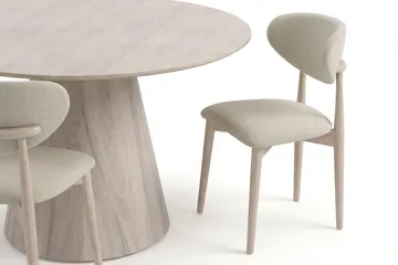 Siena spisegruppe rund 130 cm hvitlasert med 6 Molly spisestoler - Hvitlasert - Møbler - Bord - Spisegruppe