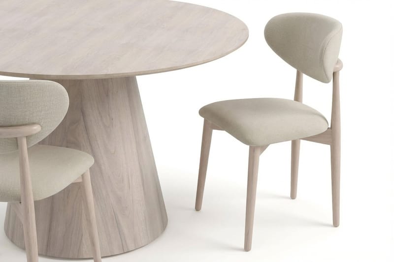 Siena spisegruppe rund 130 cm hvitlasert med 6 Molly spisestoler - Hvitlasert - Møbler - Bord - Spisegruppe