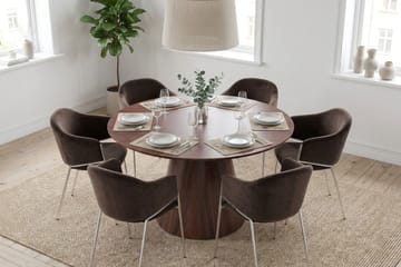 Siena spisegruppe rund 130 cm med 6 Filip spisestoler - Valnøtt - Møbler - Bord - Spisegruppe
