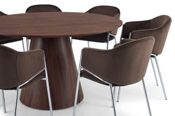 Siena spisegruppe rund 130 cm med 6 Filip spisestoler - Valnøtt - Møbler - Bord - Spisegruppe