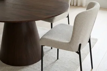 Siena spisegruppe rund 130 cm røkt eik med 6 Elsie spisestoler - Røkt eik/Hvit - Møbler - Bord - Spisegruppe