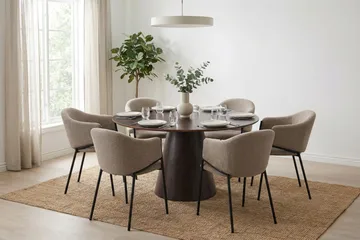 Siena spisegruppe rund 130 cm røkt eik med 6 Filip spisestoler - Røkt eik - Møbler - Bord - Spisegruppe