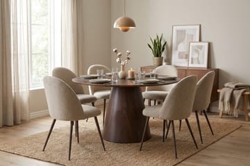 Siena spisegruppe rund 130 cm røkt eik med 6 Nibe Plus spisestoler - Røkt eik - Møbler - Bord - Spisegruppe